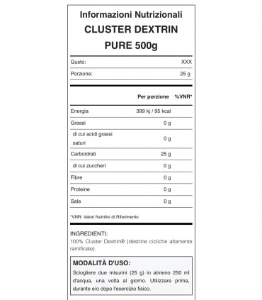 CLUSTER DEXTRIN PURE (500g) WHY SPORT ciclodestrine pure in polvere