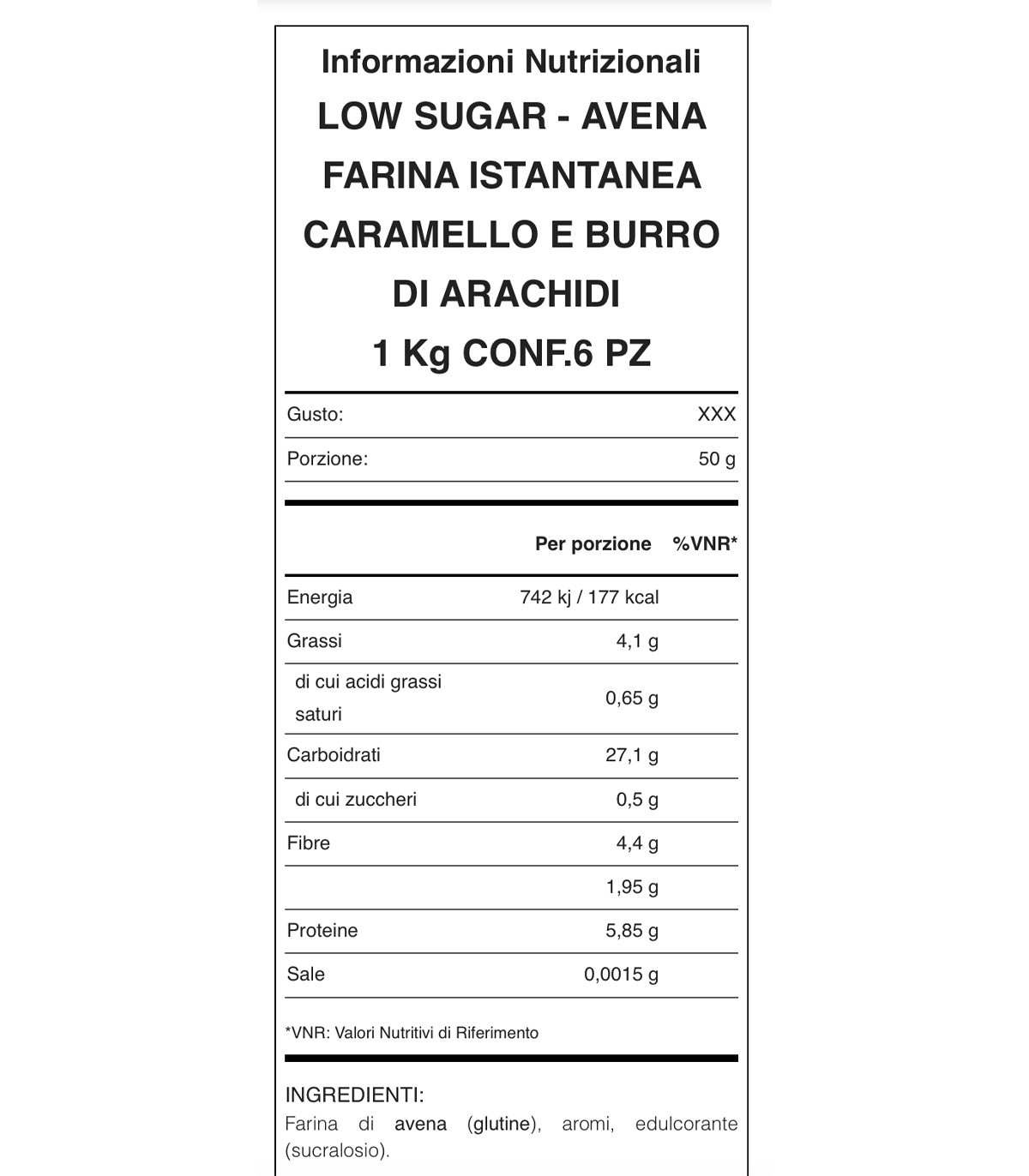 Farina di Avena Istantanea (1kg) WHY NATURE Gusto Burro d'arachidi e  Caramello