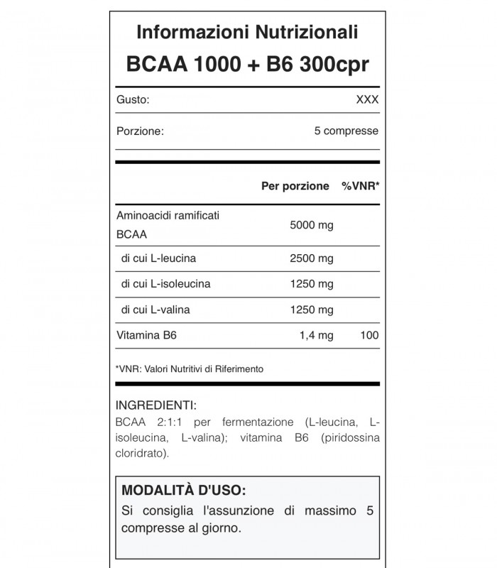 Aminoacidi BCAA 1000+B6 (300cpr) - WHY SPORT