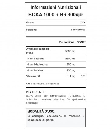 Aminoacidi BCAA 1000+B6 (300cpr) - WHY SPORT