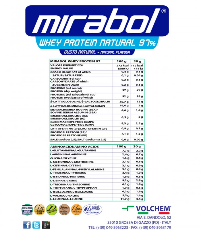 Mirabol Whey Protein 97% (750g) VOLCHEM