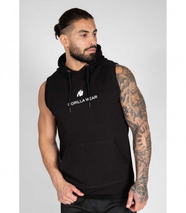 Lincoln Sleeveless Hoodie Black GORILLA WEAR - Felpa smanicata