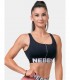 Smart Zip Front Sports Bra Black NEBBIA