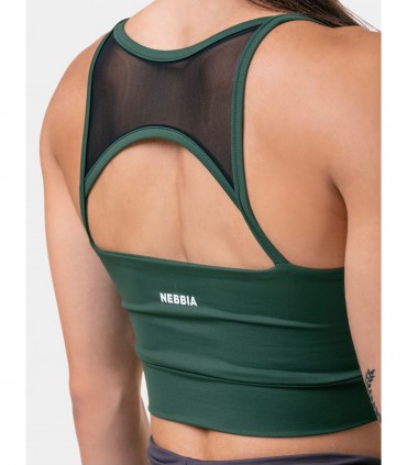 Classic Hero Cut-Out Sports Bra Dark Green NEBBIA - Top sportivo donna