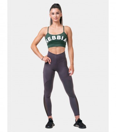 Classic Hero Cut-Out Sports Bra Dark Green NEBBIA - Top sportivo donna