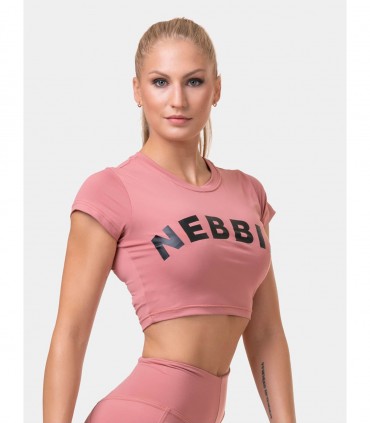 Short Sleeve Sporty Crop Top Old Rose NEBBIA - Crop Top femminile