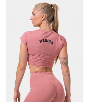Short Sleeve Sporty Crop Top Old Rose NEBBIA - Crop Top femminile