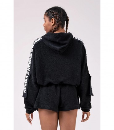 Rebels Hero Ribbon Cropped Hoodie Black NEBBIA - Felpa con cappuccio