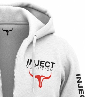Hoodie Zipped White UNISEX INJECT NUTRITION