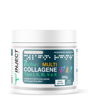 Multi Collagene Tipo I,II,III,V e X Peptan® Ovomet® (200g) INJECT NUTRITION