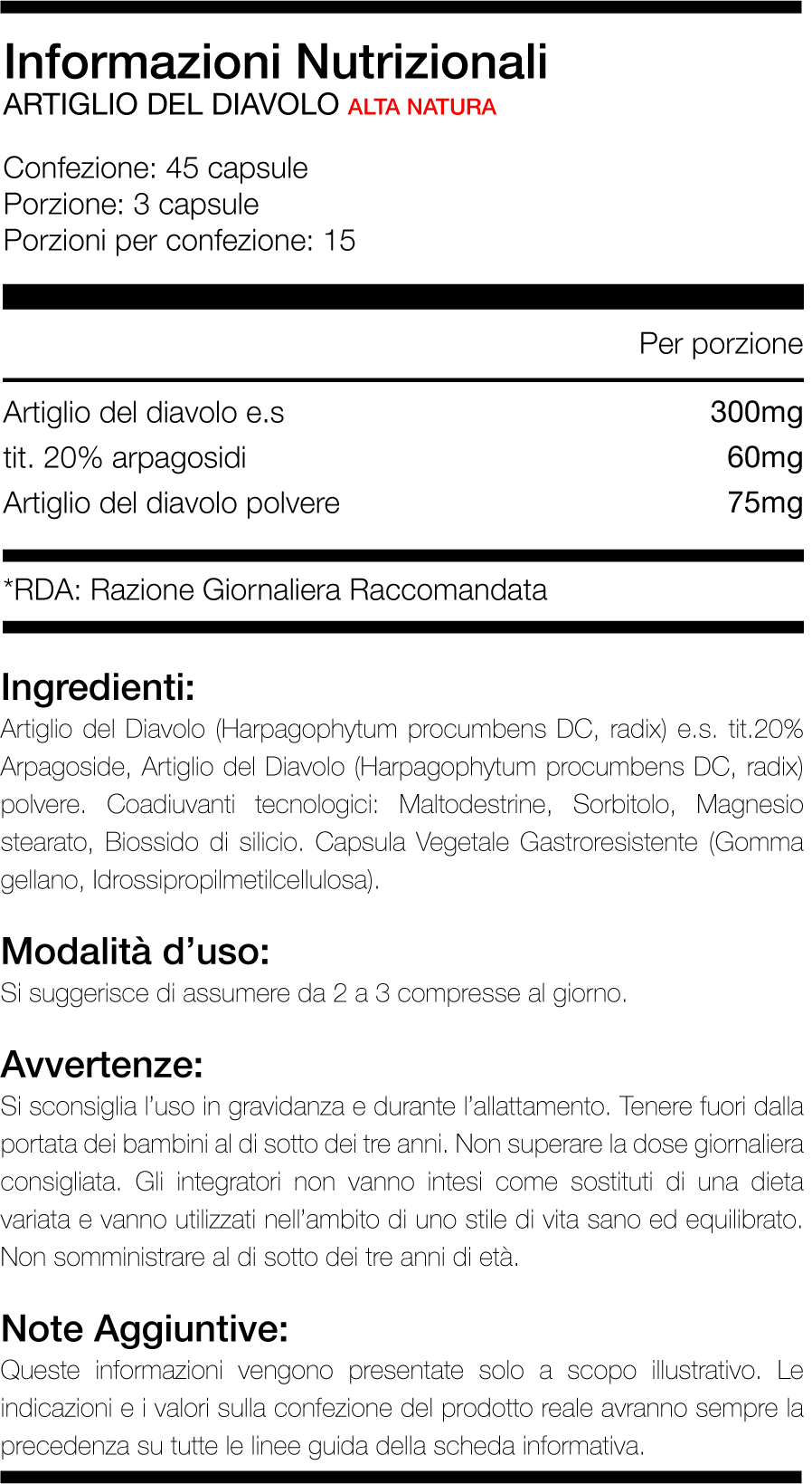 Artiglio Del Diavolo 45 cpr da 500 mg integratore alimentare Alta Natura