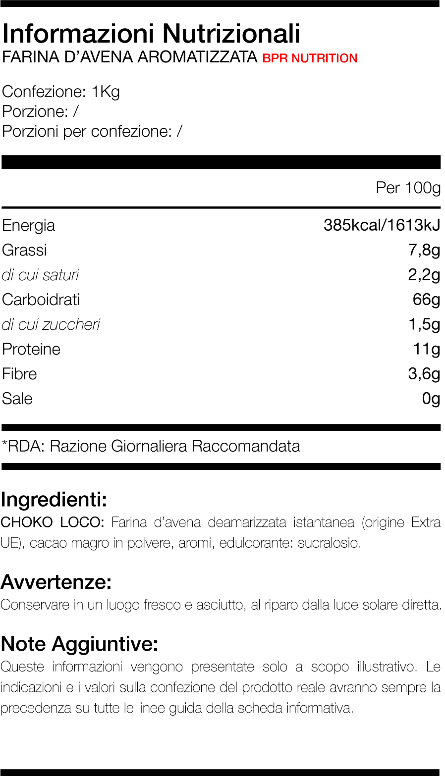 BIOENERGY NUTRITION  Bpr Nutrition - FARINA D'AVENA ISTANTANEA  AROMATIZZATA (Conf. 1 Kg) Hazelnutter